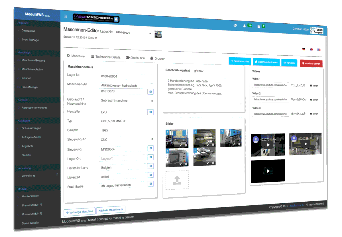 Bild Modul MWS Maschinenverwaltung